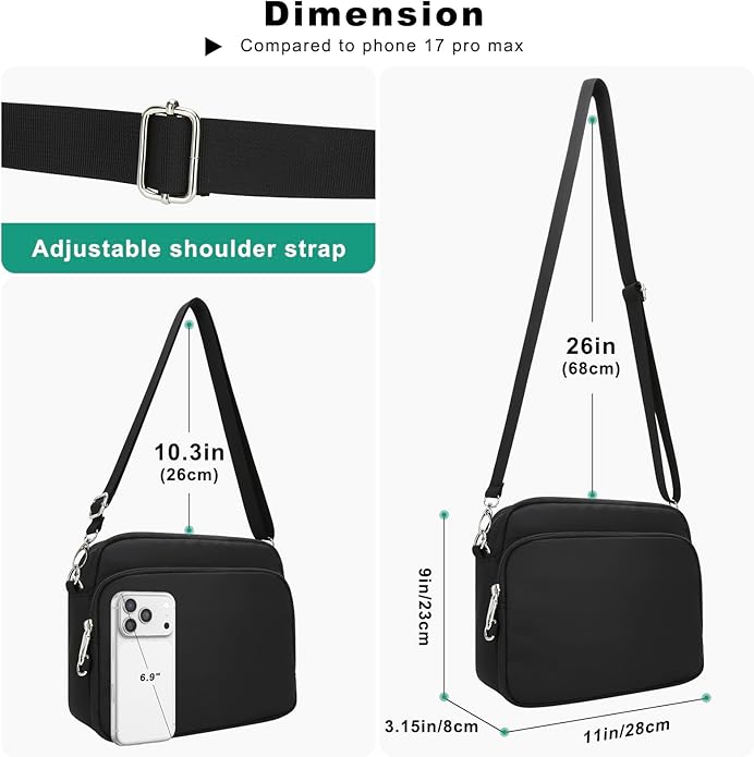 Small Nylon Crossbody Bags for Women, Anti theft Travel Purses Handbag Shoulder Bag, Cute Cross Body Wallet with RFID