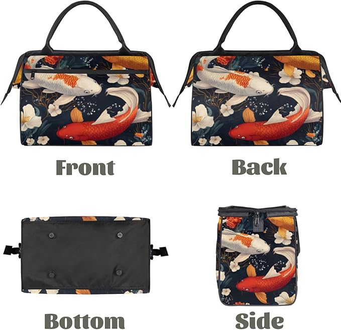 Asian Style Kois Overnight Weekender Bag for Women Men Travel Duffel Bags Waterproof Luggage Carry on Sports Yoga Gym Bag