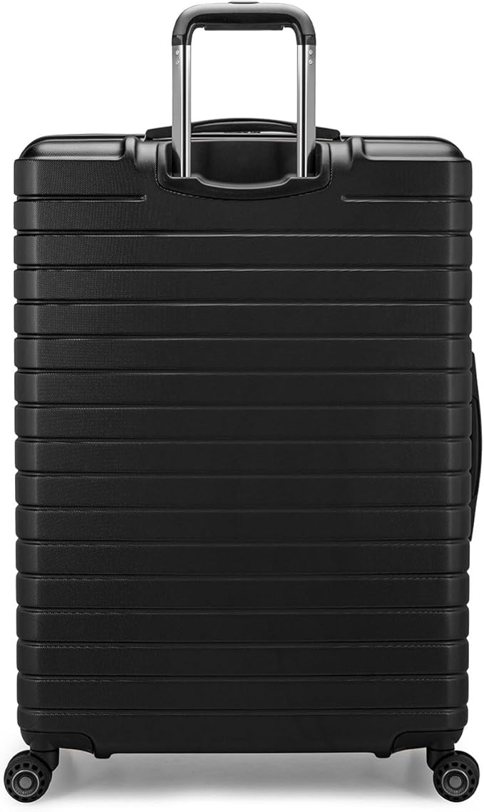 Traveler's Choice Archer Polycarbonate Hardside Spinner Luggage Set, Tie Down Straps, Black, Checked 29-Inch