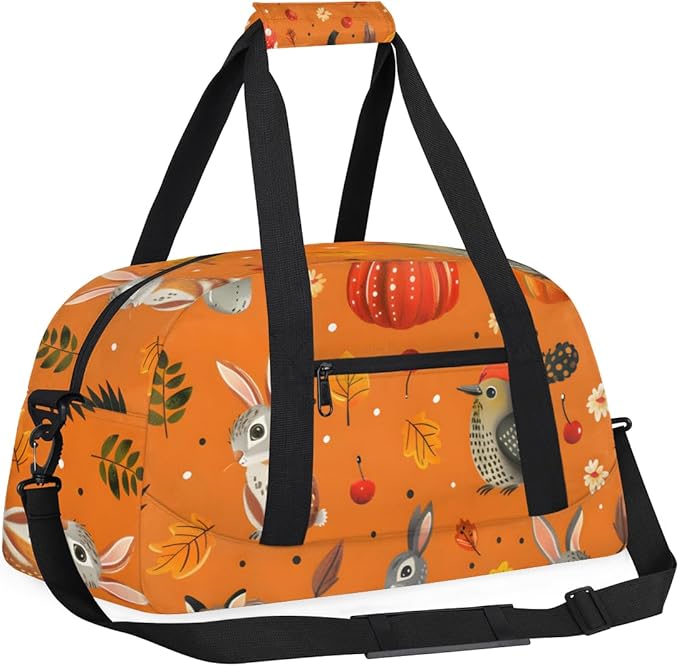 Rabbit Pumpkin Kids-Duffel-Bags Gymnastics Dance Bag Carry-On Overnight Travel Gym Lightweight Dance Sports Bags For Girls Boys Kids，