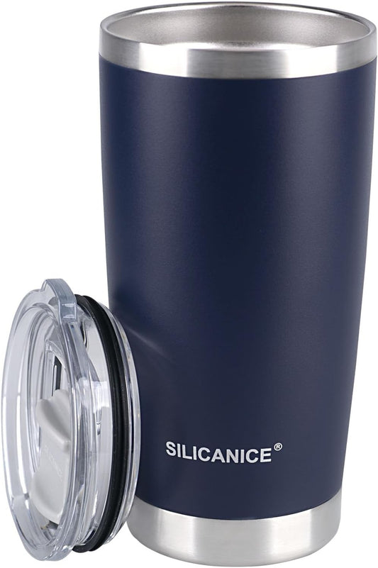 Navy Blue 20 oz Stainless Steel Double Wall Vacuum Insulated Tumbler with Lid,Dishwasher Safe,No Spill Proof Coffee Travel Cup for Hot & Ice Cola,Bear,Smoothie,Work Office Aldult Mug Durable,BPA Free