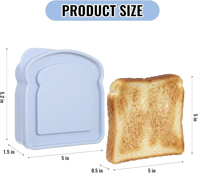 Toast-Shaped Bread Box Container, Microwave-Safe Sandwich & Bread Storage Box, Portable Compact Bread Keeper Lunch Box for Camping, Durable Plastic Food Storage Container(Blue)