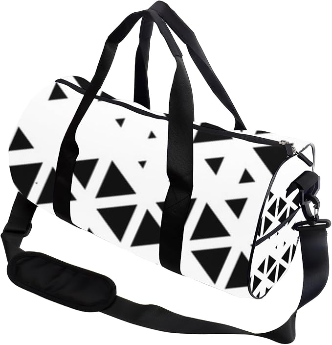 Black Triangle Illustration Packable Sports Bag For Men Women Oxford Tote Bags Adjustable Shoulder Strap, Convertible Carry Backpack Gym Bag Cute For Boxing Training Gym Accessories Women