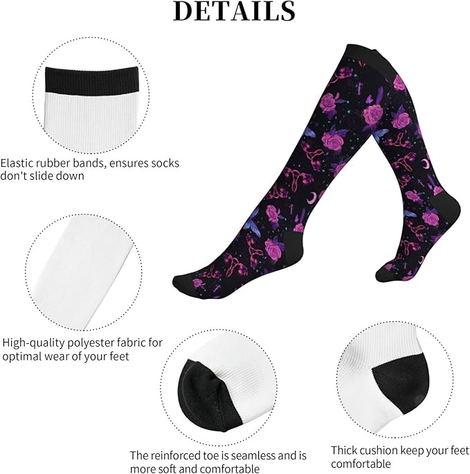 Compression Socks Knee High Circulation Support Socks For Women Men Athletic Running Work Hiking Cycling Travel