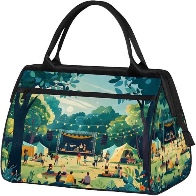 Funny Camping Overnight Weekender Bag for Women Men Travel Duffel Bags Waterproof Luggage Carry on Sports Yoga Gym Bag