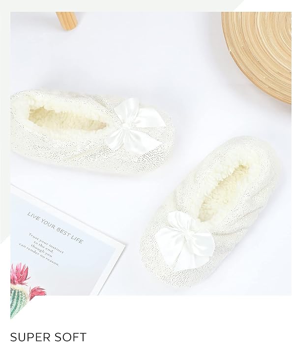 Panda Bros Slipper Socks for Women Grippers, Fuzzy Cozy Fleece Slipper Socks, Soft, Warm House Slippers