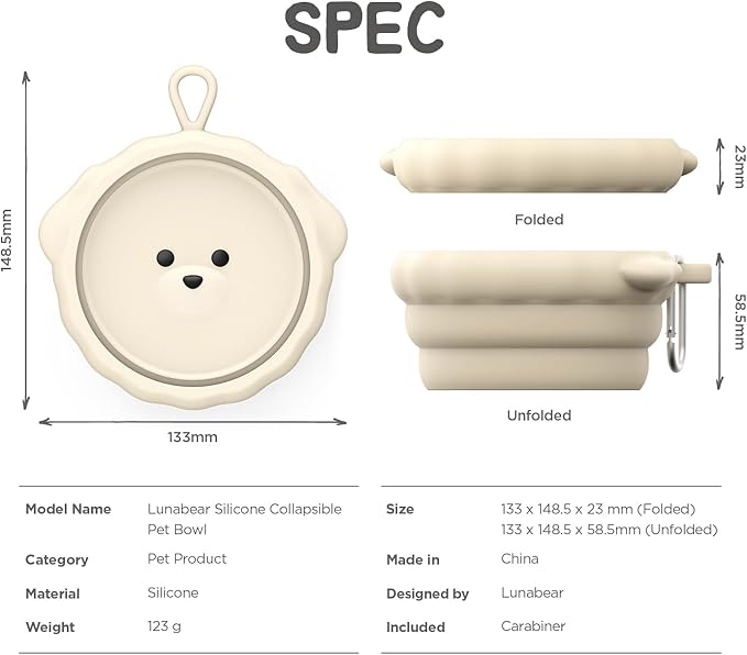 Silicone Collapsible Dog Bowl for Travel, Portable Water Bowl for Dogs Cats, Foldable Food Water Bowl for pet, Camping, Traveling, Walking, Carabiner Included, BPA Free, Dishwasher Safe