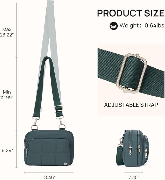 Telena 3-Zip Crossbody Bags for Women Anti Theft Cross Body Bag for Woman Travel Everyday Use