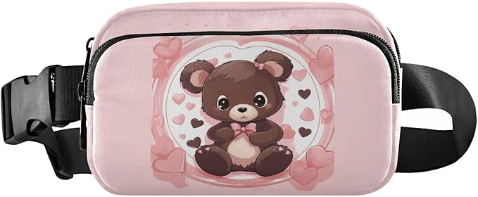 Valentine Teddy Bear Fanny Pack for Women Men Water Resistant Fashion Waist Packs with Adjustable Strap Belt Bag for Travel Workout Jogging Hiking 21217795