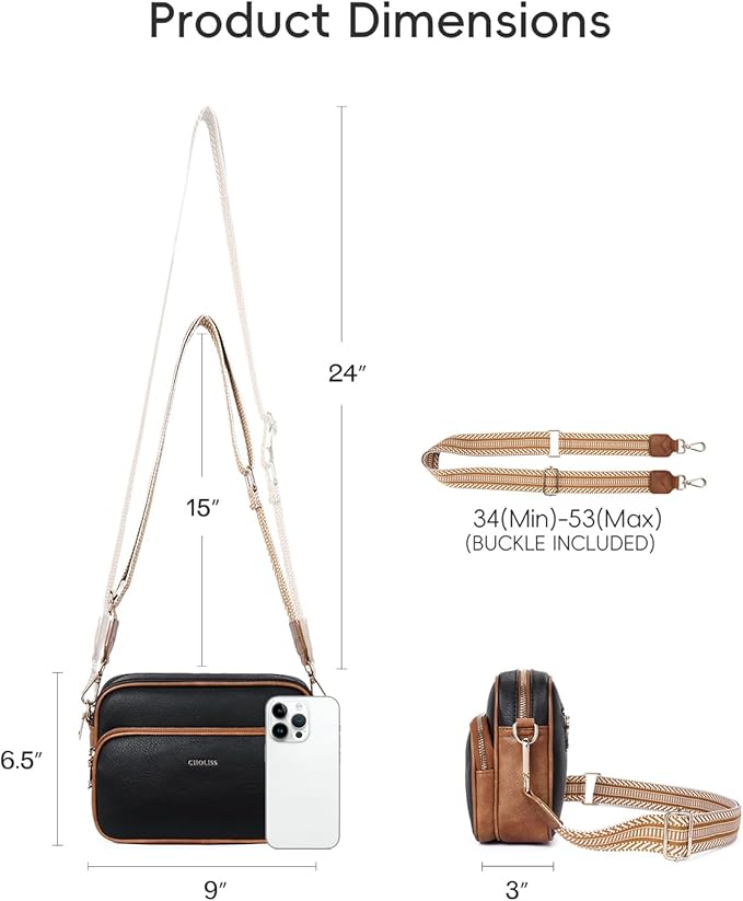 CHOLISS Small Purses for Women, Travel Purses Anti Theft Crossbody Bags for Women, Vegan Leather Adjustable Wide Guitar Strap | Travel Purses, Anti Theft, Adjustable, Wide Guitar Strap