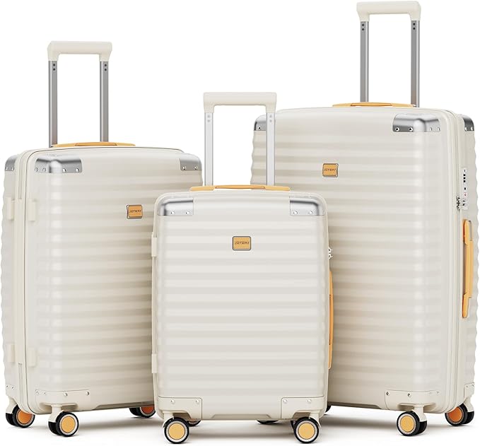 Joyway Luggage Set 3-Piece PP Hardshell Luggage with TSA Lock & Spinner Wheels – Lightweight Suitcase Set with Corner Protectors for Effortless Travel