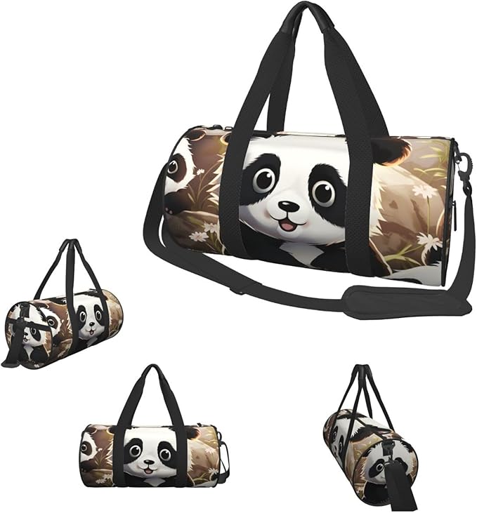 Travel Duffel Bag Lightweight Carry On Weekender Overnight Bags Cute Panda Animal Sports Tote Gym Backpack with Adjustable Strap Hospital Bags Foldable Luggage Bag for Women Men