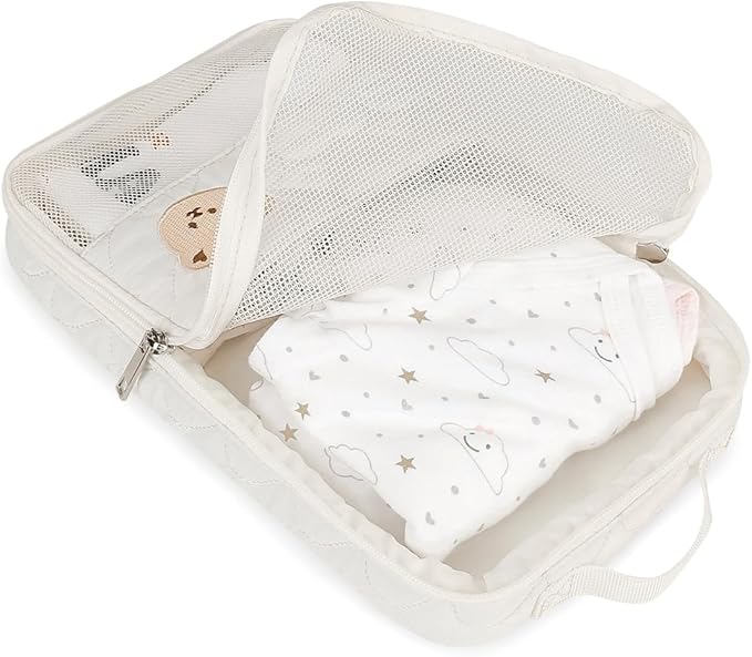 Baby Diaper Organizer - 2 Pack Waterproof Pouches, Mesh Bag, Reusable, Washable or Cloth Diapers (White)