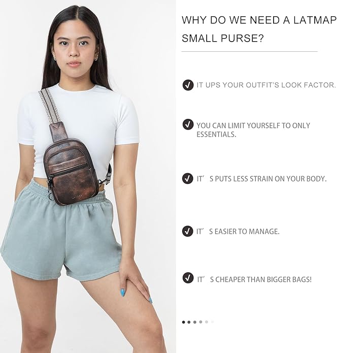 Sling Bag For Women Faux Leather Small Casual Daypack Backpack Fanny Pack Crossbody Chest Bags Purse