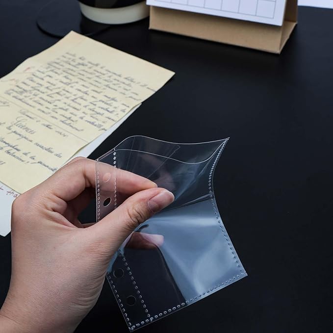 40 Sheets A7 Binder Sleeves Clear Page Protectors 2.6''x4.9'' 1 Pocket Plastic Photo Album Refill for 6 Ring Binder Cards Cash Photocards