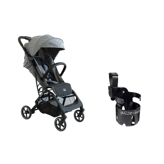 Guzzie+Guss Oxygen v2 Lightweight Stroller & Universal Cup Holder Bundle – Compact, Travel-Friendly Baby Stroller with Easy Fold Design + Adjustable Drink Holder for Strollers, Bikes, and More