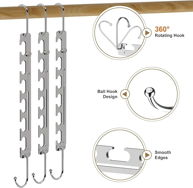 Sindax Space Saving Hangers Telescopic, 6 Holes Clothes Hangers Adjustment to 9 Holes, Upgraded Sturdy Metal Clothes Hangers Space Saving for Heavy Clothes, Closet Organizers and Storage - 12 Pack