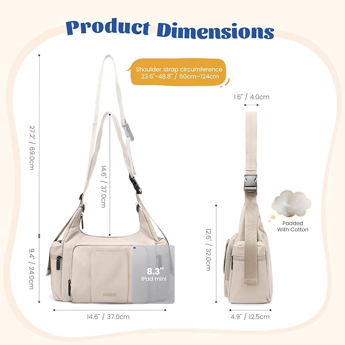 14L Puffer Diaper Bag Tote, Large Capacity Travel Diaper bags, Crossbody Hospital Bag for mom