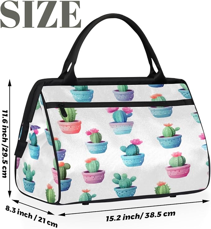 Cactus Overnight Weekender Bag for Women Men Travel Duffel Bags Waterproof Luggage Carry on Sports Yoga Gym Bag