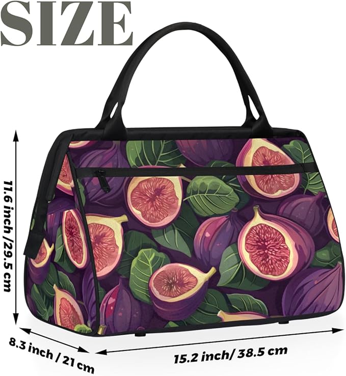 Fig Plants Overnight Weekender Bag for Women Men Travel Duffel Bags Waterproof Luggage Carry on Sports Yoga Gym Bag