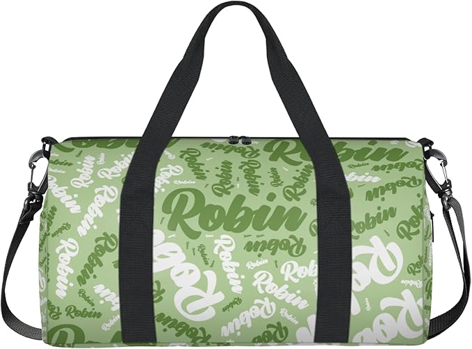 Custom-Dance-Gymnastics-Bag for Girls Personalized Kids Duffle Bag Cheerleader Team Bag for Travel Gym Sport Green White Text