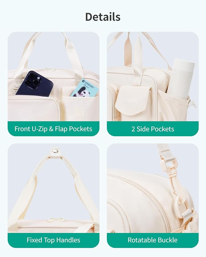 Ceneda Gym Bag Lightweight Multi-Pocket Travel Tote for Yoga