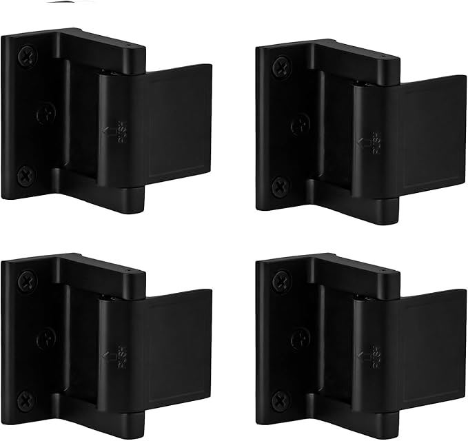 Door Security Lock Zinc Alloy, Door Lock Reinforcer Privacy Door Latch for in-Swinging Doors Extra High Resistance Home, 4pack Black
