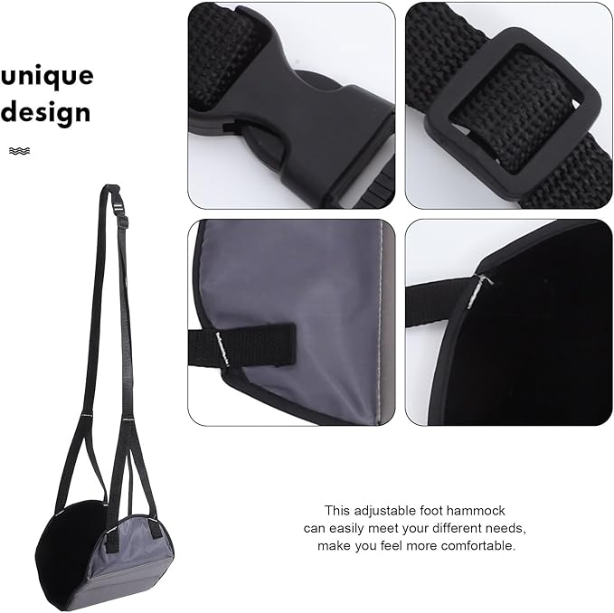 Airplane Foot Hammock Footrest Hanging Foot Sling Travel Footrest for Long Flight Office Under Desk Leg Support for Airplane Bus Train