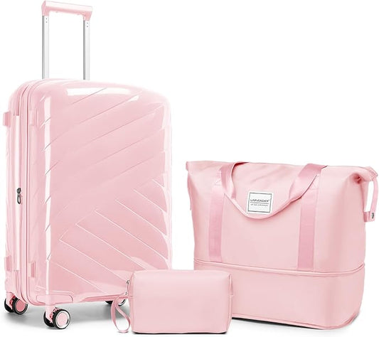 Carry On Luggage 22x14x9 Airline Approved, 20 Inch Expandable Hardshell Luggage Carry-on Suitcases with Spinner Wheels, Carry On Suitcase Set for Women (PINK)
