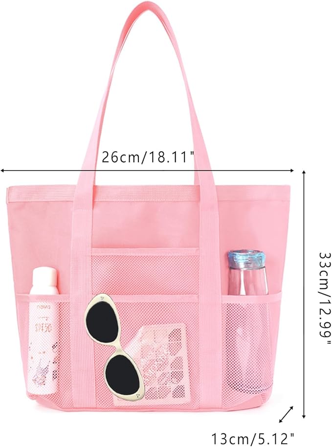 Mesh tote bag, suitable for daily travel, shopping, weekend trips, beach bags, fitness bags