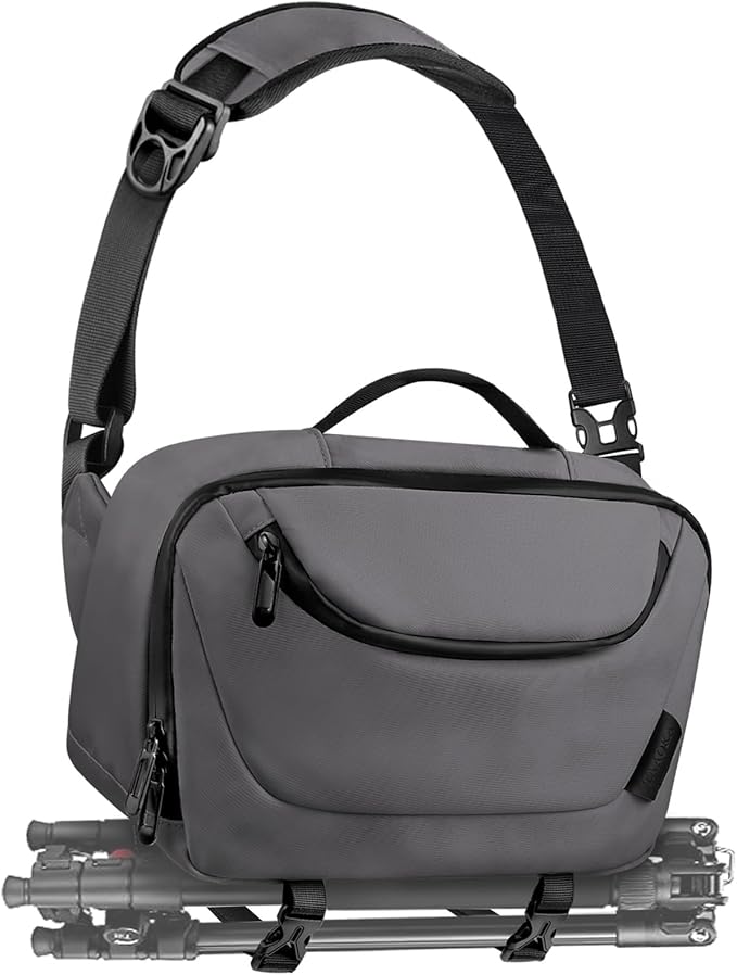 Camera Sling Bag,Travel Waterproof Camera Case with Tripod Holder,DSLR/SLR/Mirrorless Small Camera Bags Crossbody for photographers (Grey)