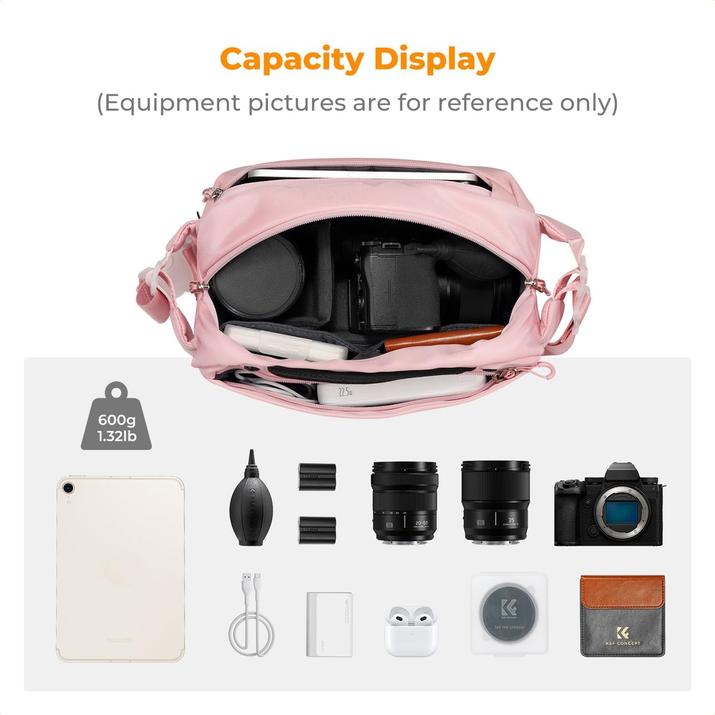 K&F Concept 2 in 1 Sling Bag Everyday Shoulder Bag & Multifunction Photography Crossbody Camera DSLR Backpack Portable Bag