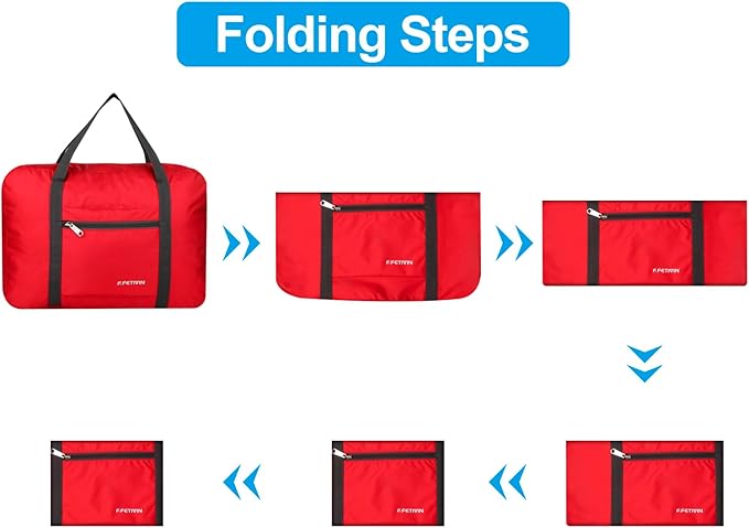 F.FETIVIN Personal item travel bag 17.7x12.6x6.3 for Spirit Airlines Lightweight carry on duffle bag water resistant for Gym,Sports,Vacation(Red)