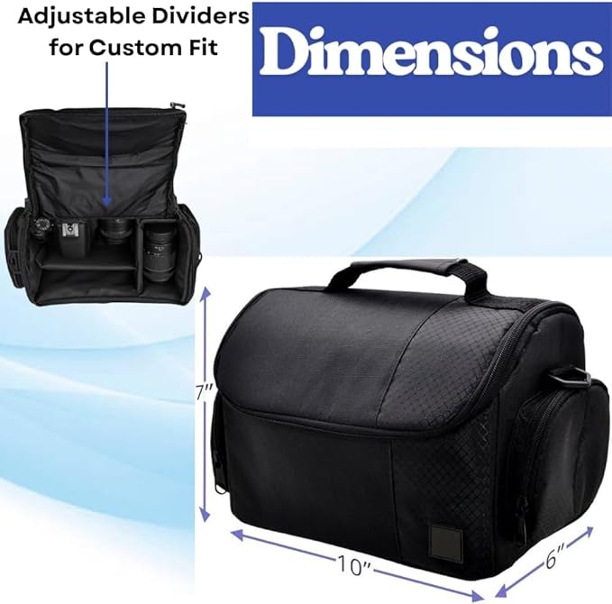 Large Padded Camera Bag with Shoulder Strap – DSLR & Mirrorless Camera Carrying Bag, Lightweight Protective Crossbody Camera Bag