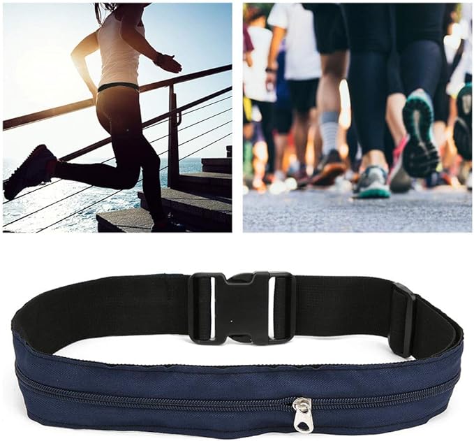 Anti Theft Money Belt with Zipper Pocket, Sports Waist Bag for Outdoor Activities, Concealed Wallet Belt for Running Travel Hiking, Secure Hidden Storage for Cash Cards Valuables (5CM)