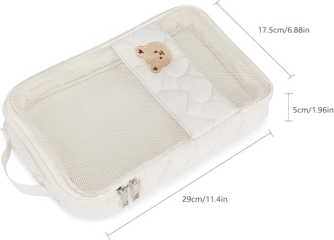 Baby Diaper Organizer - 2 Pack Waterproof Pouches, Mesh Bag, Reusable, Washable or Cloth Diapers (White)