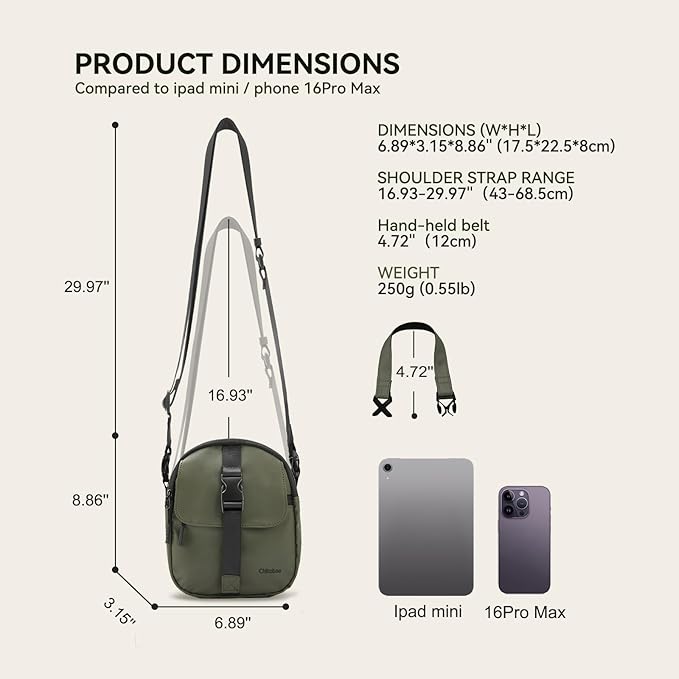 chitobae Lightweight Crossbody Bags for Women,Waterproof Anti-thief Handbags,Shoulder Purse for Travel Shopping