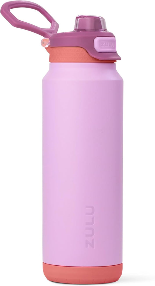 ZULU Powerfill Pro 32oz Stainless Steel Water Bottle with Quick Fill Lid, Triple Walled Vacuum Insulated Metal, Leak Proof Locking Lid, Sip and Chug, Reusable BPA Free, Sherbert