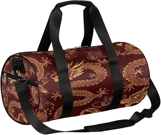 Sport Duffel Bag Troditional Chinsese Dragon Travel Duffle Bag Women Men Overnight Weekender Gym Bags with Adjustable Shoulder Strap