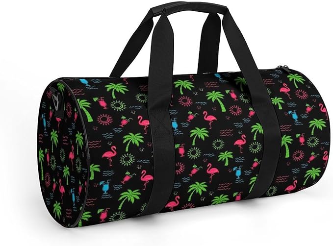Large Capacity Carry On Weekender Overnight Bag Neon Flamingo Beach Swim Bags Men Women Duffle Bag for Travel, Sports