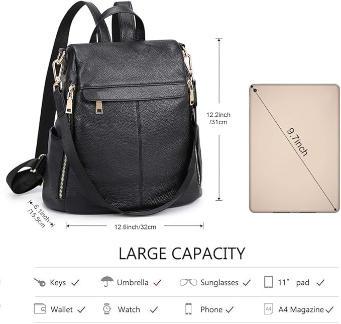 Kattee Women's Anti-Theft Backpack Purse Genuine Leather Shoulder Bag Fashion Ladies Satchel Bags