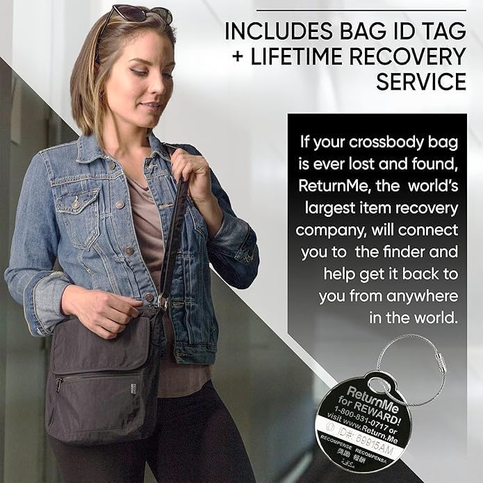 Peak Gear Crossbody Travel Purse with RFID Blocking Pocket and Lifetime Recovery Service. Nylon Shoulder Bag