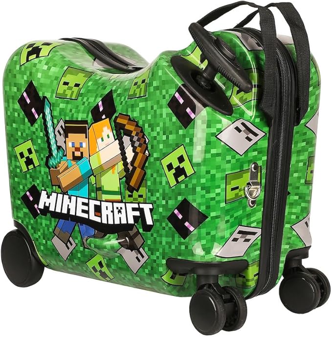 Bioworld Minecraft Steve & Alex Green 15" Ride-On Luggage