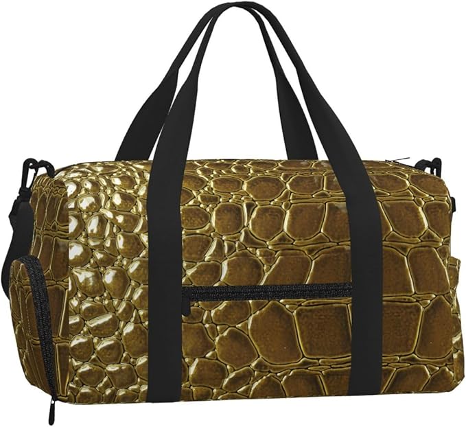 Crocodile Skin Close Up Texture Detail Women'S Gym Duffle Bag With Shoes Compartment, Ideal For Travel, Gym, Sports, Duffel, Weekender