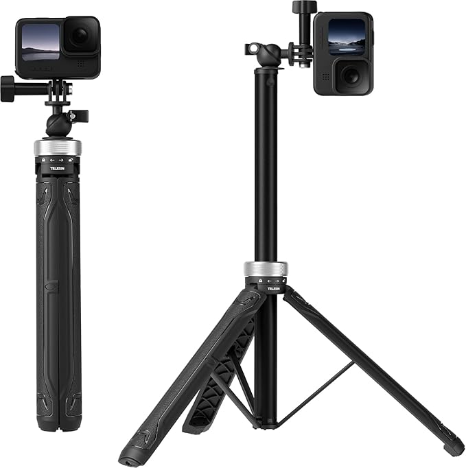 TELESIN 59in Long Selfie Stick Tripod for GoPro,360 Ball Joint Extension Pole Monopod Handle Grip for Go Pro Max Hero 13 12 11 10 9 Insta360 X5 X4 Ace Pro DJI OSMO Namo 360 Action 6 5 Pro 4 3 Pocket 3
