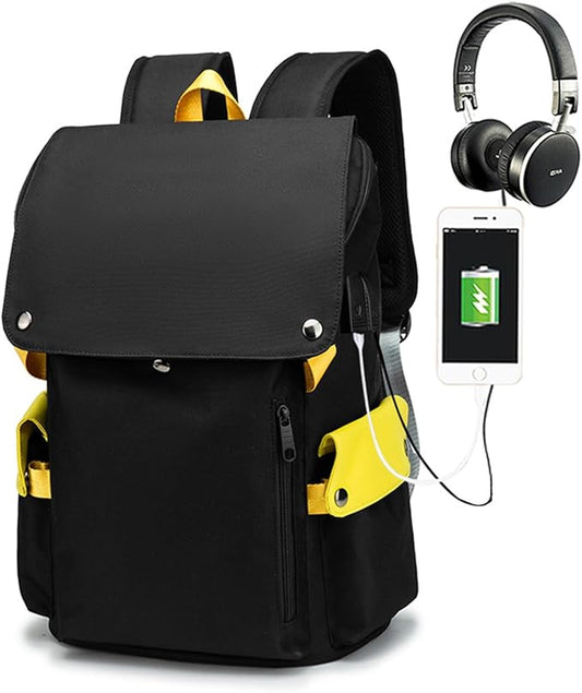 Anti Theft Travel Laptop Backpack with Usb Charging Port Water Resistant Extra Large (Yellow/Black,17in)