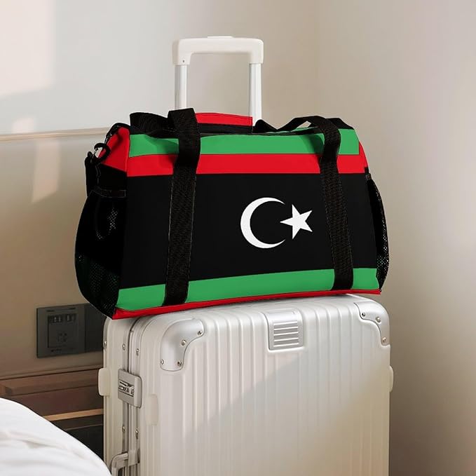 Flag of Libya Duffle Bag Gym Bag for Workout Travel Tote with Detachable Straps
