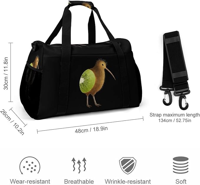 Kiwi Bird Duffle Bag Gym Bag for Workout Travel Tote with Detachable Straps
