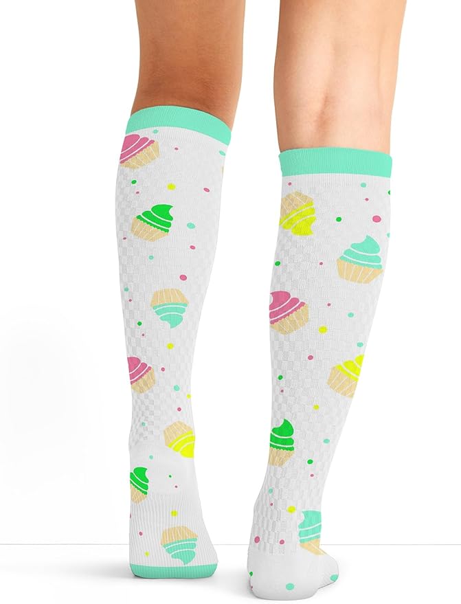Cherokee Women's 10-15mmHg Compression Socks – Fun Print Knee Highs with Light Support, Soft Feel - PRINTSUPPORT