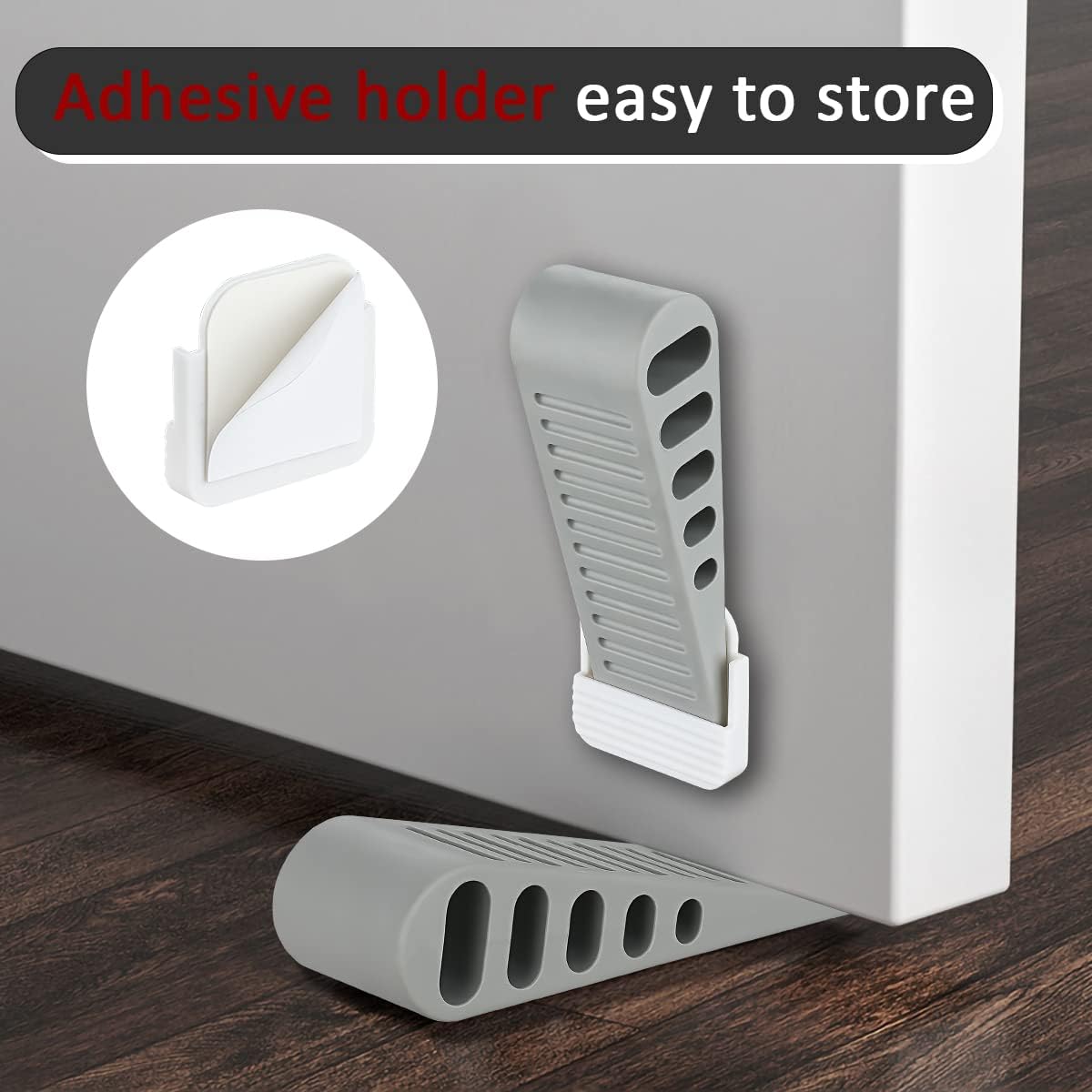 JQK Rubber Door Stopper Wedge, Grey 9 Pack Soft TPR Premium Door Stops for Bottom of Heavy Duty Door on Tile, Concrete, Carpet, Wooden Floor, DSB61-GY-P9